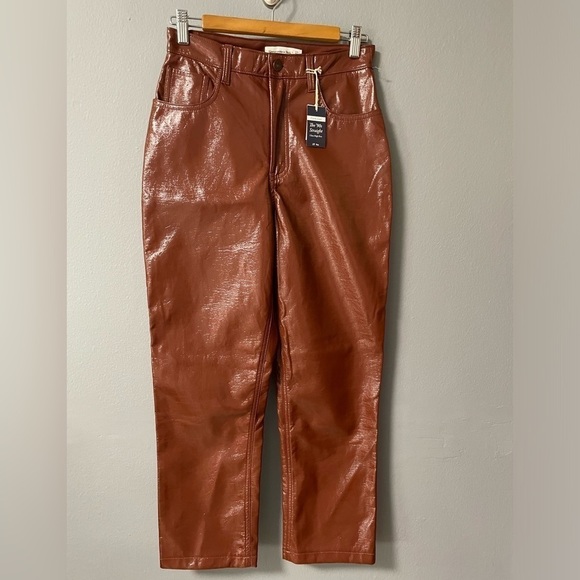 NWT Abercrombie & Fitch vegan leather 90s straight high rise curve love. Size 27 - Picture 5 of 11
